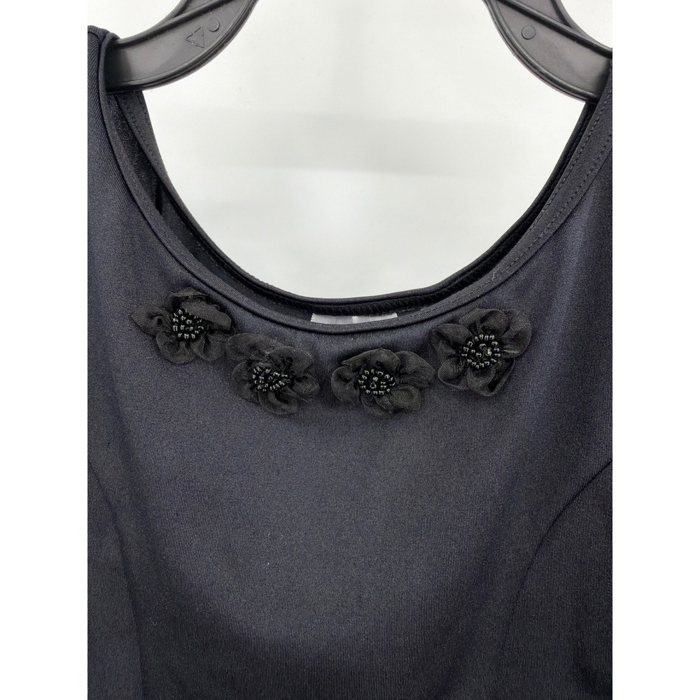 Capezio Kids Black‎ Tutu Leotard Dress Floral Sequin Mesh Cap Sleeve Size I - Picture 6 of 8